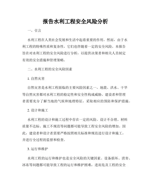 报告水利工程安全风险分析