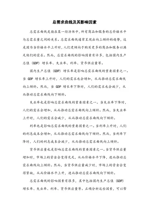 名词解释总需求曲线