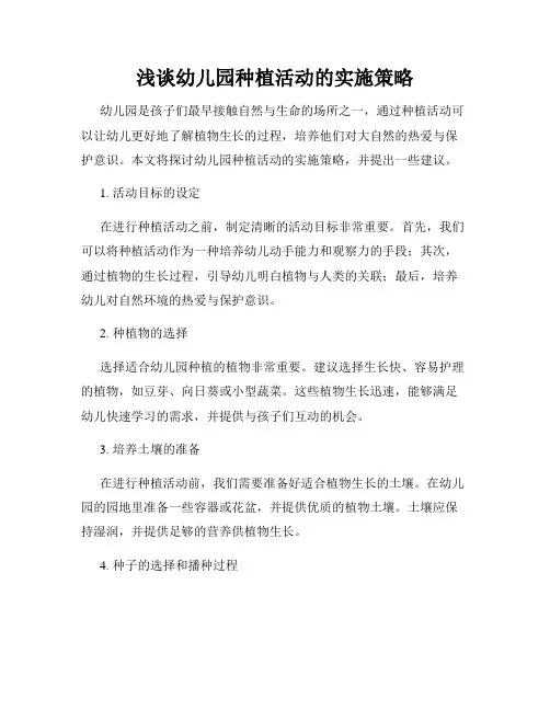 浅谈幼儿园种植活动的实施策略