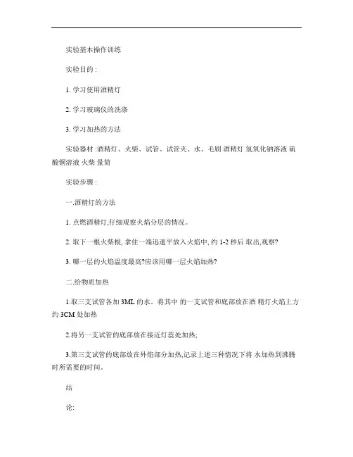 中学化学实验报告  实验教案
