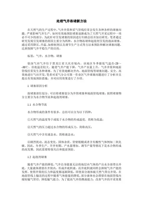 处理气井冻堵新方法