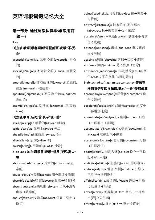 英语词根词缀记忆大全(带音标精排无乱码)