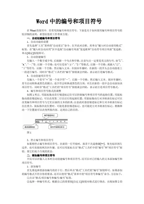Word中的编号和项目符号