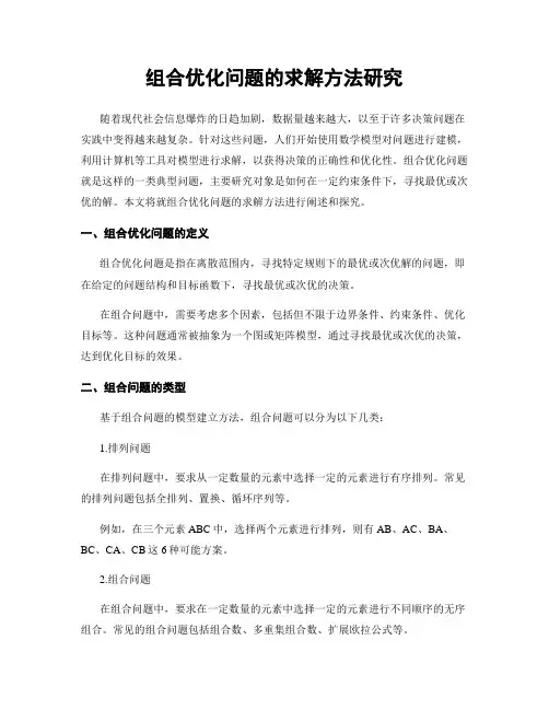 组合优化问题的求解方法研究