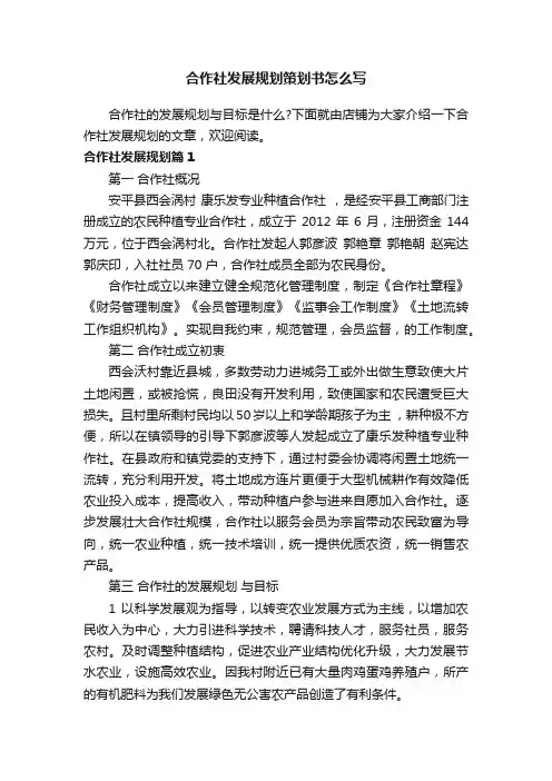 合作社发展规划策划书怎么写