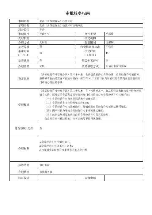食品(含保健食品)经营许可注销审批