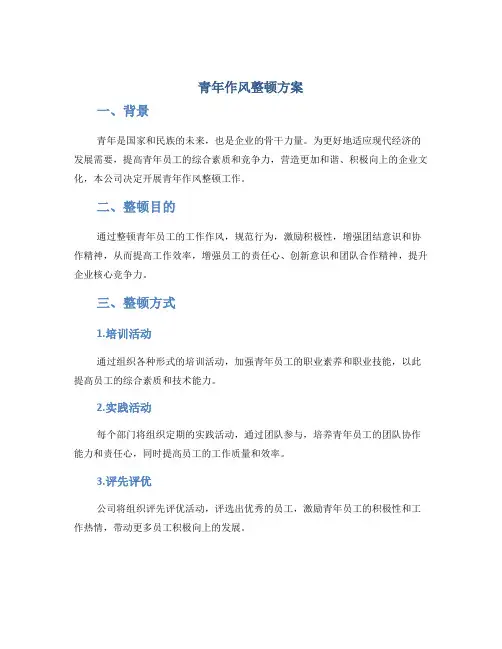 青年作风整顿方案