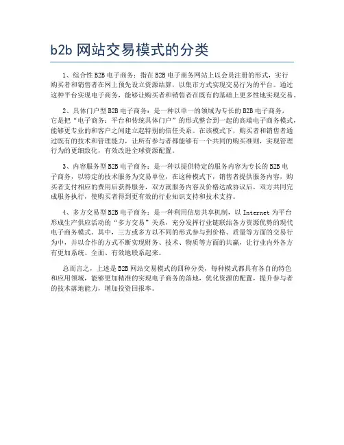 b2b网站交易模式的分类