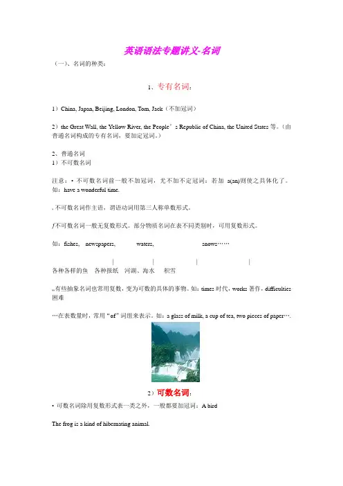 高中英语语法专题讲义_名词