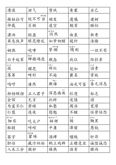 最新部编版八年级上册课后词语汇总(打印版)