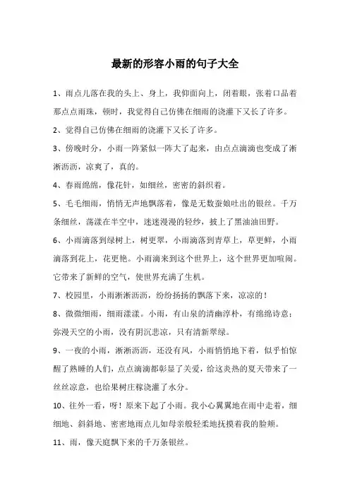 最新的形容小雨的句子大全