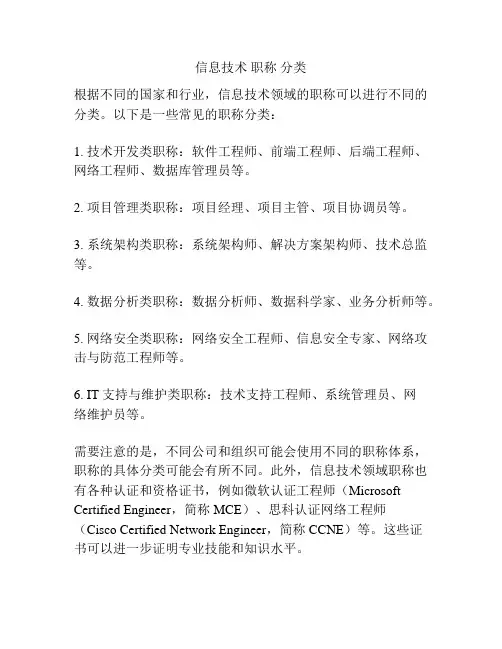 信息技术 职称 分类