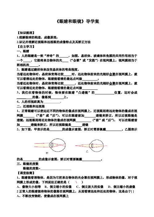 四《眼睛和眼镜》导学案
