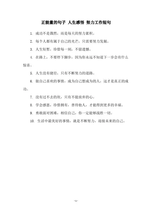 正能量的句子 人生感悟 努力工作短句