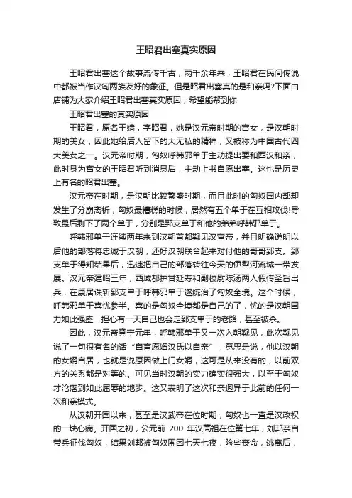 王昭君出塞真实原因