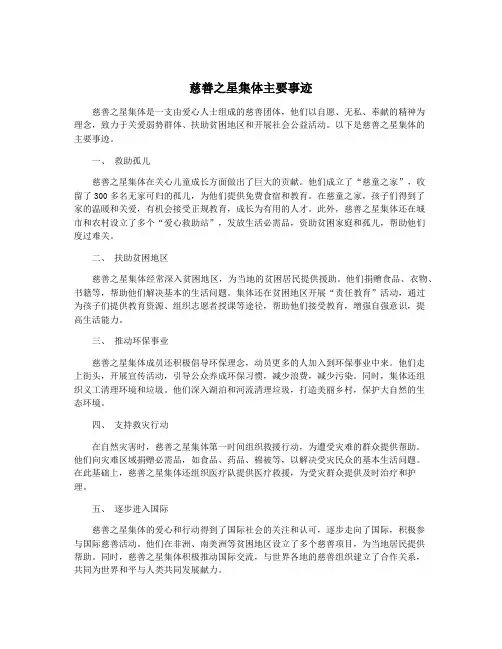慈善之星集体主要事迹