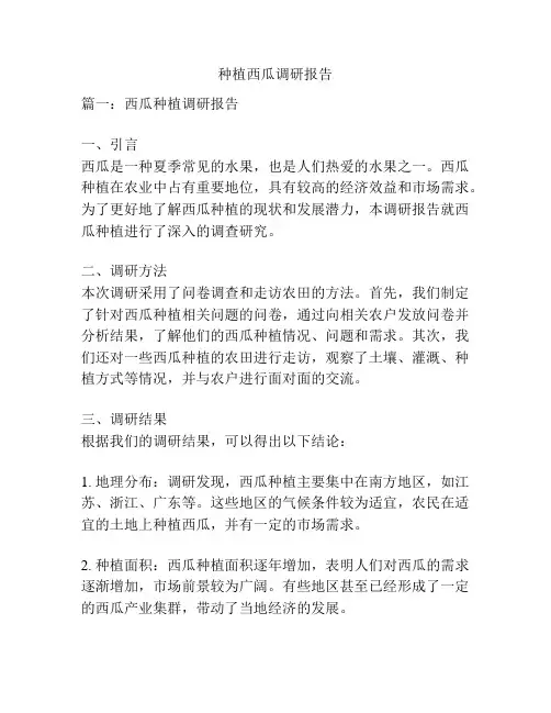 种植西瓜调研报告