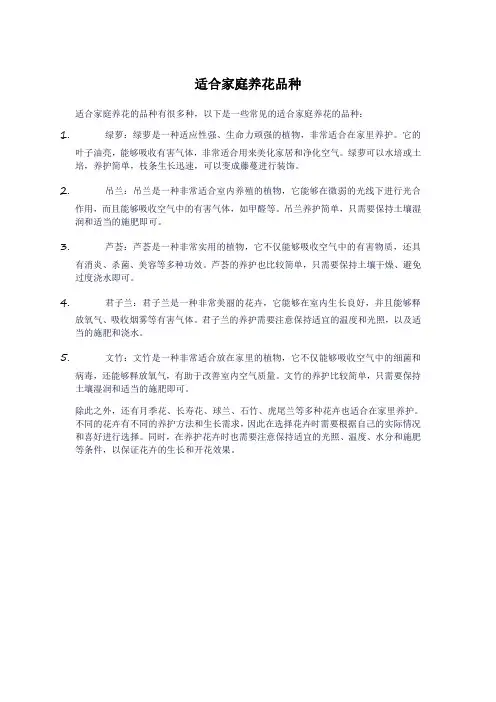 适合家庭养花品种