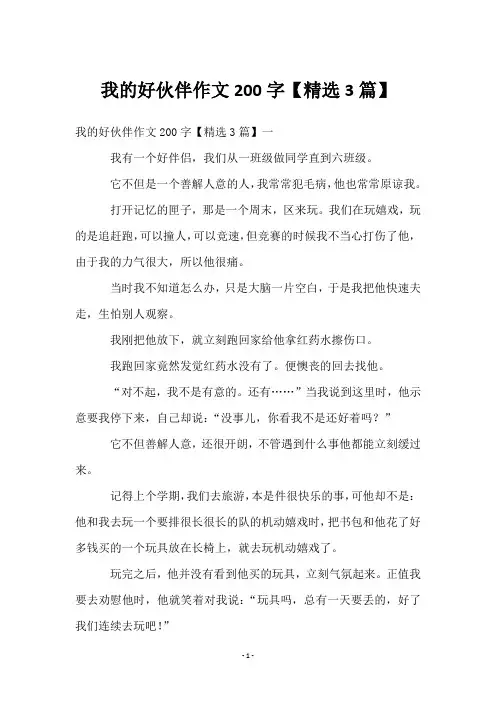 我的好伙伴作文200字【3篇】