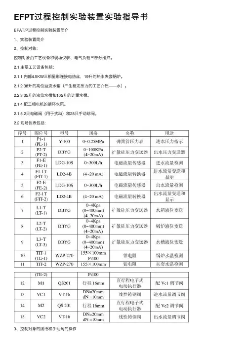 EFPT过程控制实验装置实验指导书