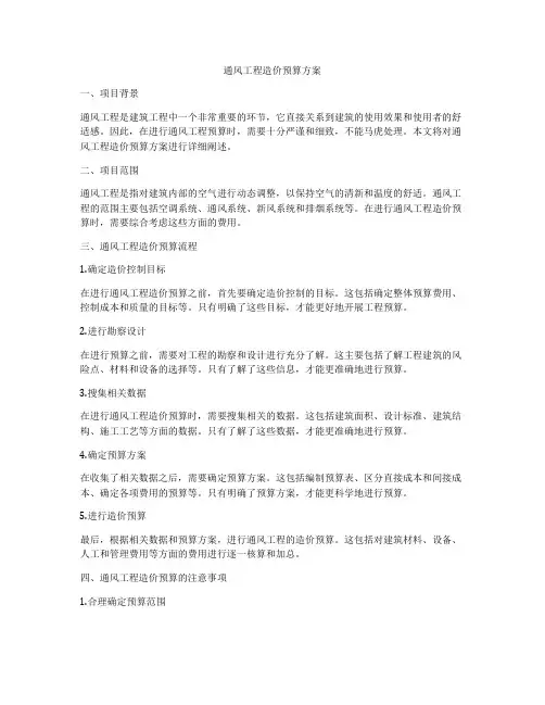 通风工程造价预算方案