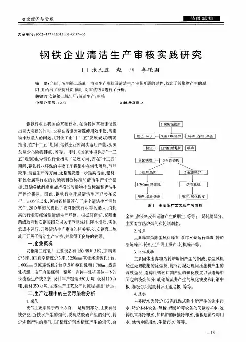 钢铁企业清洁生产审核实践研究