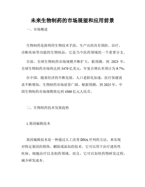未来生物制药的市场展望和应用前景