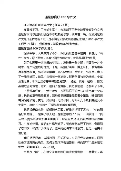 遇见你真好800字作文（通用73篇）