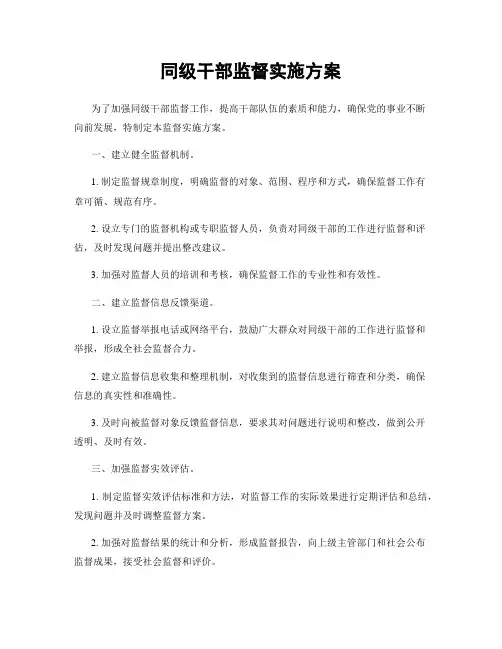 同级干部监督实施方案