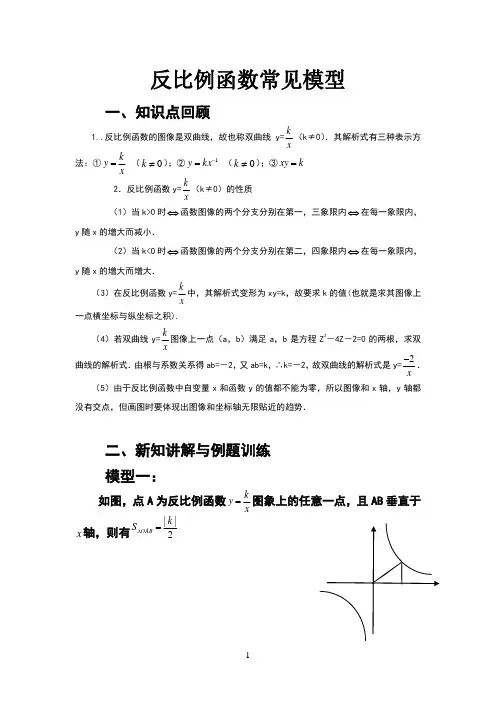反比例函数常见几何模型