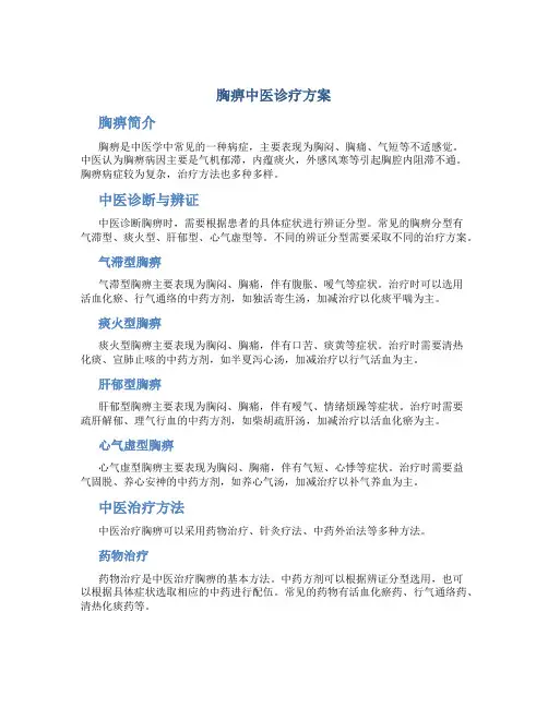 胸痹中医诊疗方案