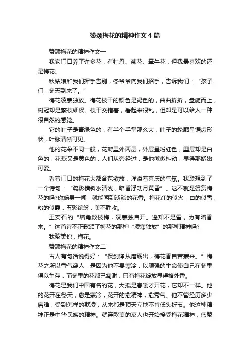 赞颂梅花的精神作文4篇