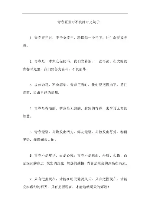 青春正当时不负好时光句子
