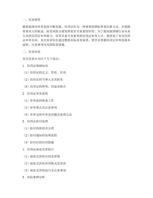 信用证审单实训报告