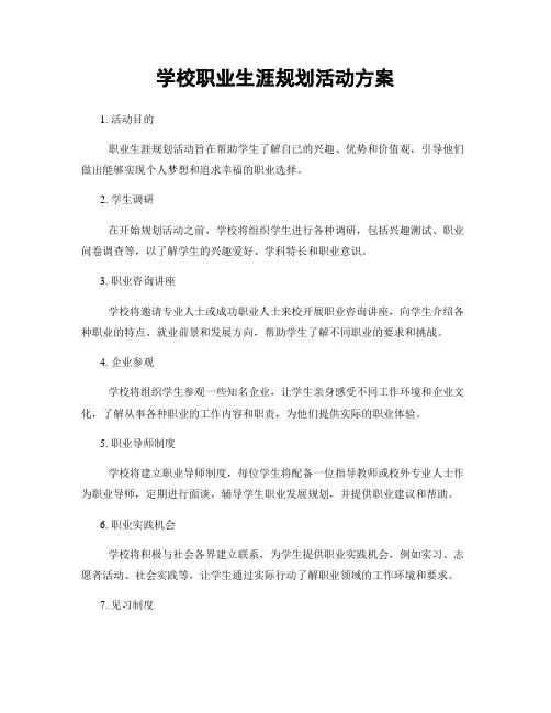 学校职业生涯规划活动方案