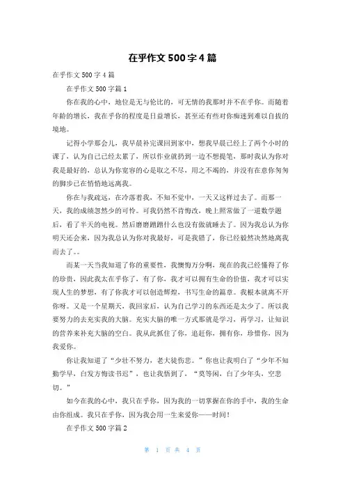 在乎作文500字4篇