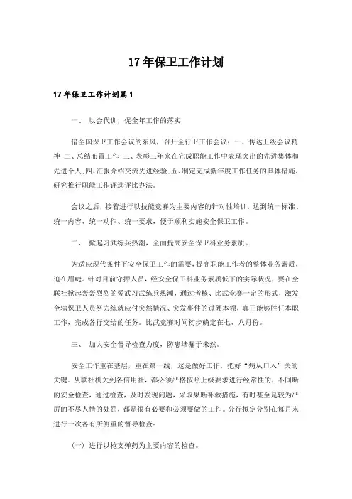 17年保卫工作计划