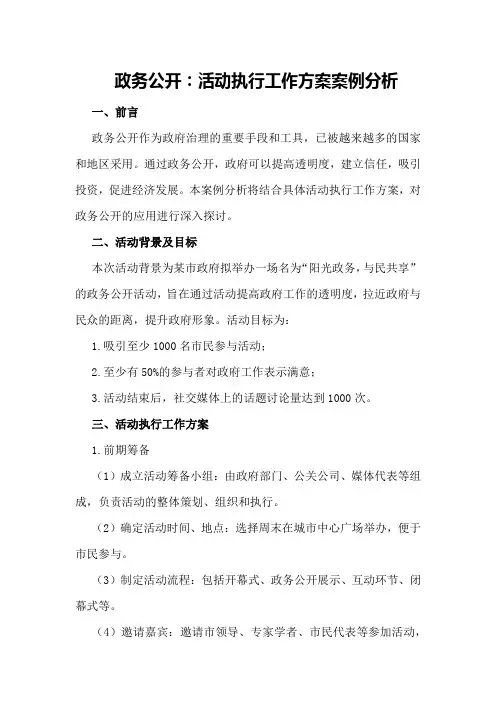 政务公开：活动执行工作方案案例分析