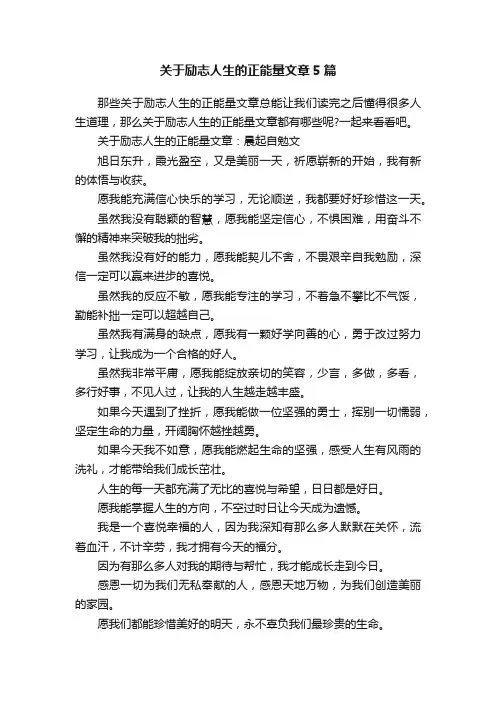 关于励志人生的正能量文章5篇