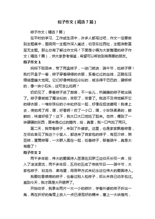 粽子作文（精选7篇）