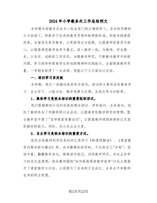 2024年小学教务处工作总结例文(3篇)