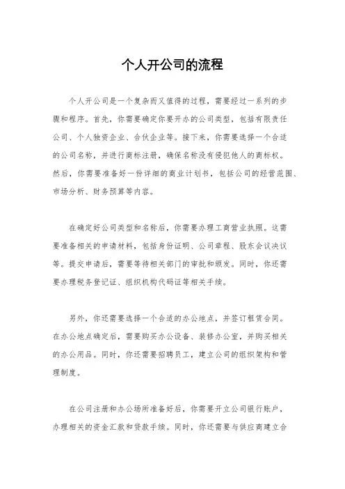 个人开公司的流程