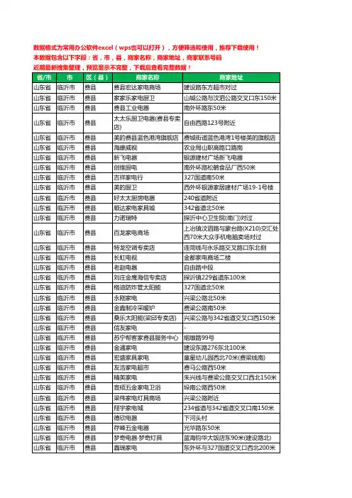 2020新版山东省临沂市费县家用电器工商企业公司商家名录名单黄页联系电话号码地址大全273家