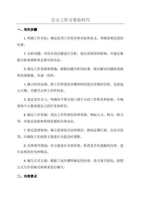 公文工作方案如何写