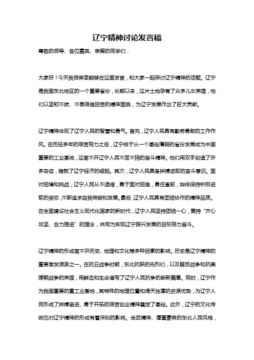辽宁精神讨论发言稿