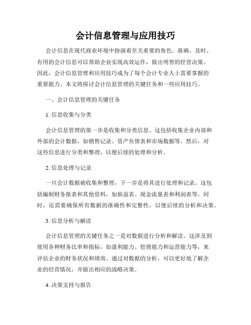 会计信息管理与应用技巧