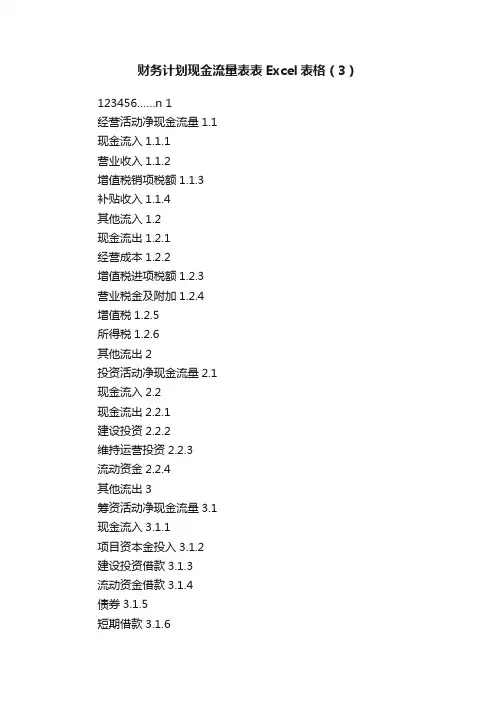 财务计划现金流量表表Excel表格（3）