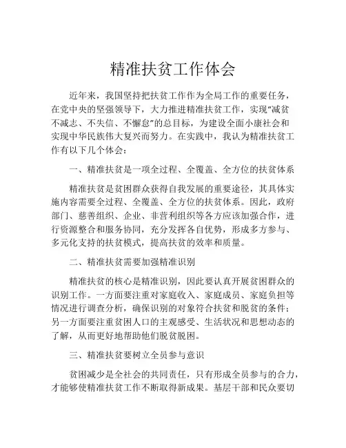 精准扶贫工作体会