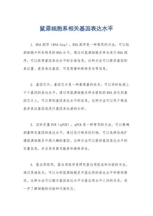 鼠源细胞系相关基因表达水平