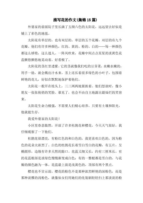 描写花的作文(集锦15篇)范文